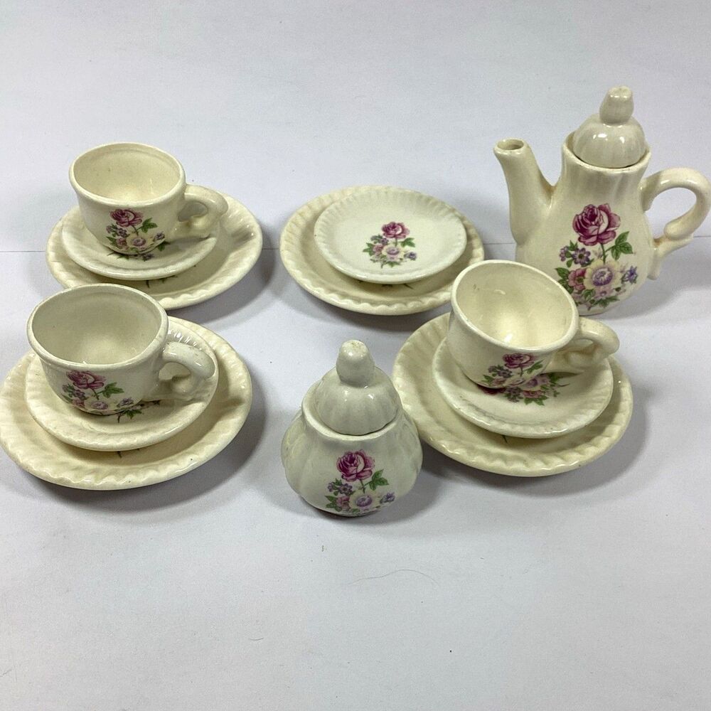 Vintage Miniature China Porcelain Tea Set Floral 15 Piece